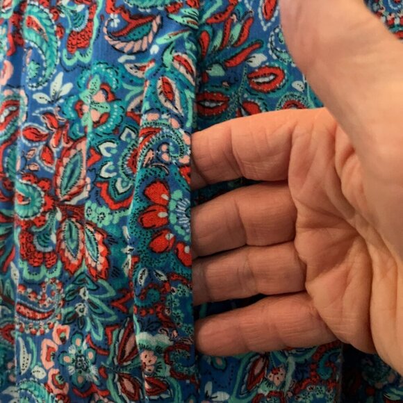 J. JILL COASTAL RUFFLES Midi Dress Royal Blue Paisley Print - New with Tags - S - Picture 11 of 16